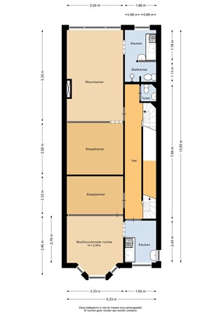 Floorplan - Adrien Mildersstraat 68B02, 3022 ND Rotterdam